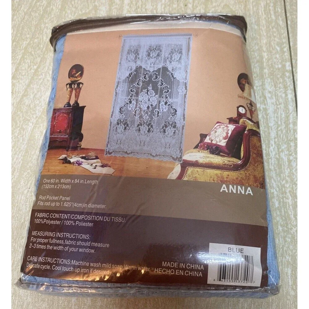 NEW Vivatex ANNA Blue Lace Curtain ONE Panel 60